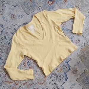 Big Bud Press v neck crop ribbed shirt in yellow